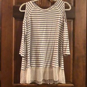 Stripped open shoulder top